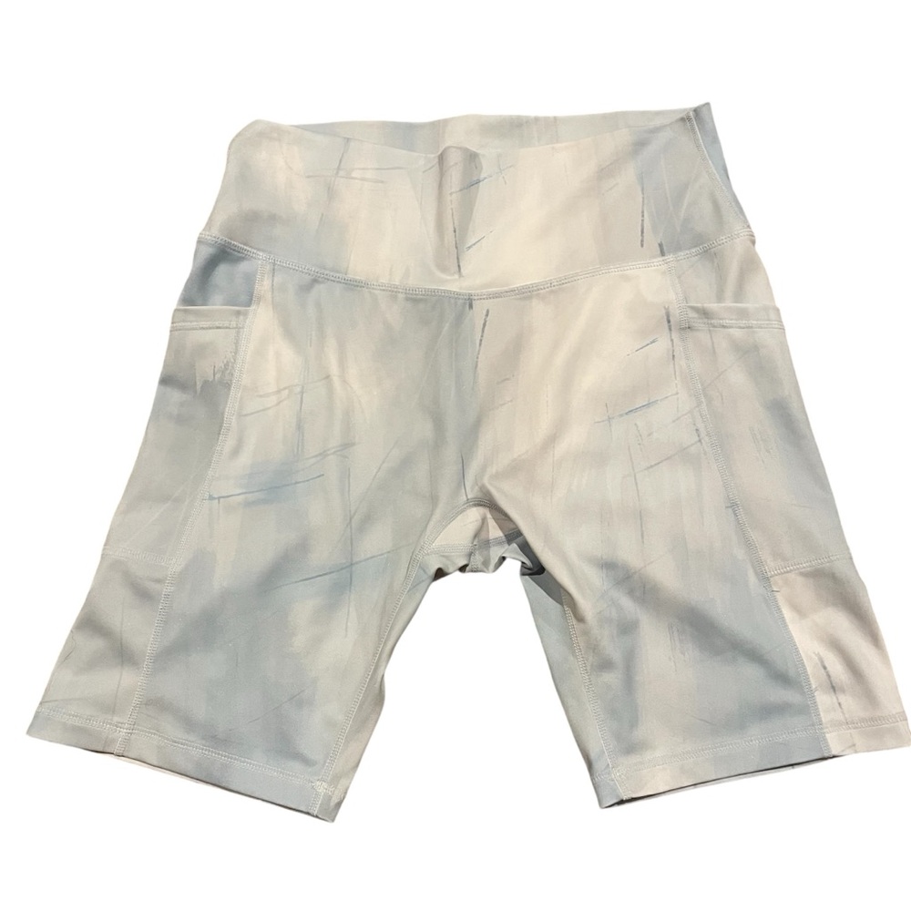 BuffBunny Limitless Blue and White Biker Shorts Women’s Size Large 8” inseam